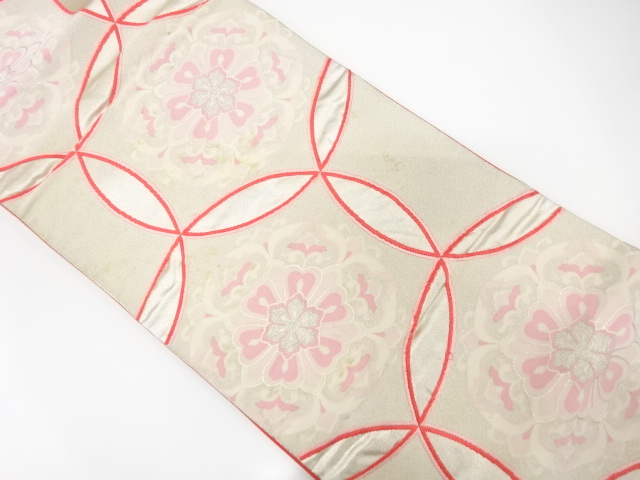 JAPANESE KIMONO / ANTIQUE FUKURO OBI / SILK / WOVEN FLOWER CREST